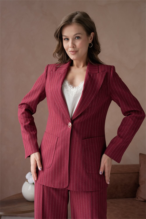 Wholesale Womens Burgundy Plus Size Two-Piece Suit 