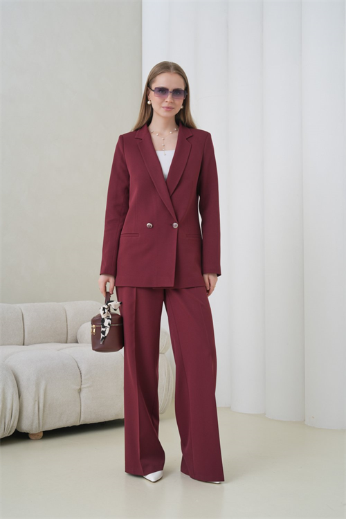 Wholesale Womens Burgundy Plus Size Two-Piece Suit 
