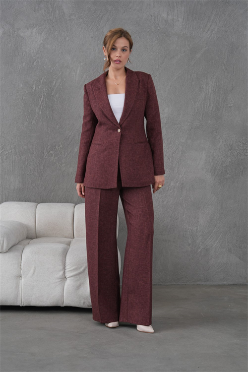 Wholesale Womens Burgundy Plus Size Two-Piece Suit 