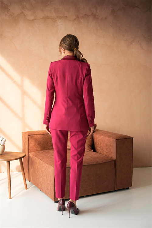 Wholesale Womens Burgundy Plus Size Three-Piece Suit 