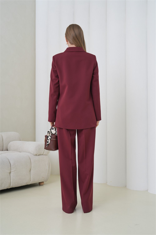 Wholesale Womens Burgundy Plus Size Two-Piece Suit 