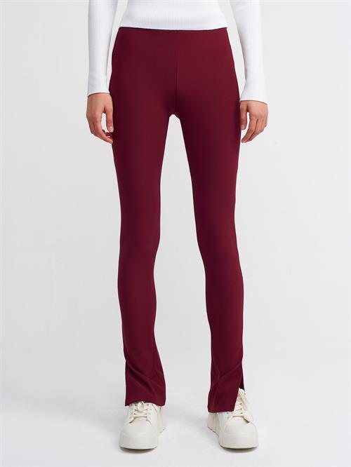 Wholesale Womens Burgundy Slit Leg Leggings