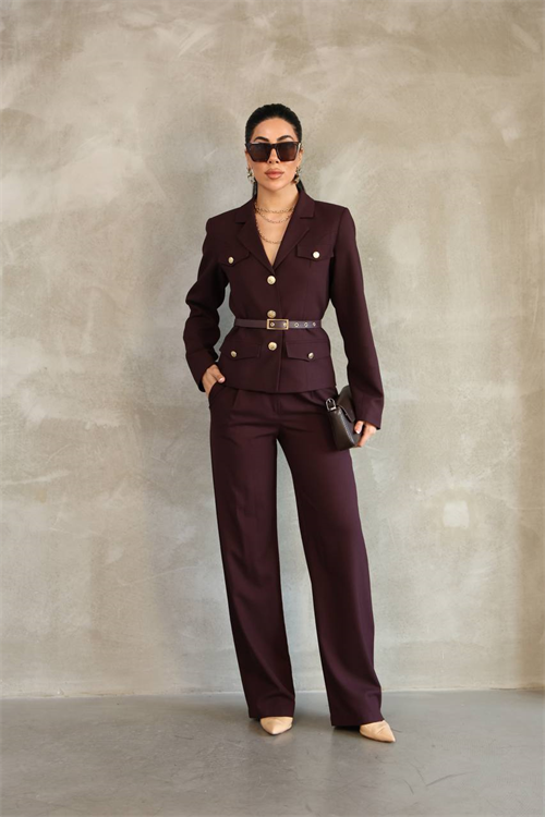 Wholesale Womens Burgundy Two-Piece Suit 