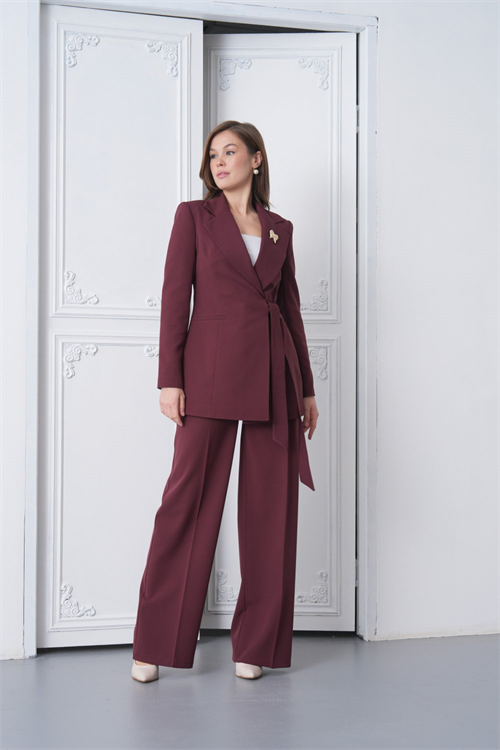 Wholesale Womens Burgundy Two-Piece Suit 
