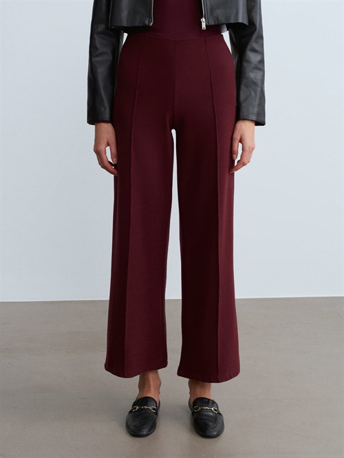 Wholesale Womens Burgundy Wide Leg Trousers