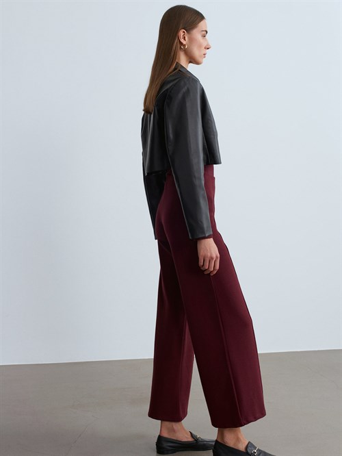 Wholesale Womens Burgundy Wide Leg Trousers