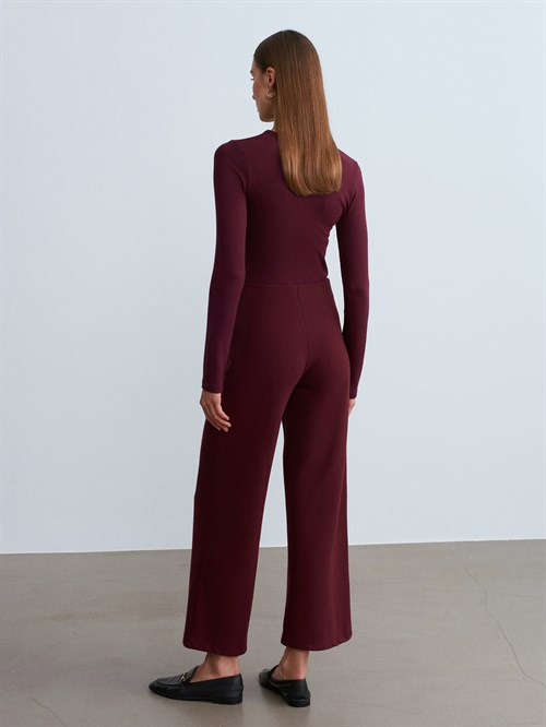 Wholesale Womens Burgundy Wide Leg Trousers