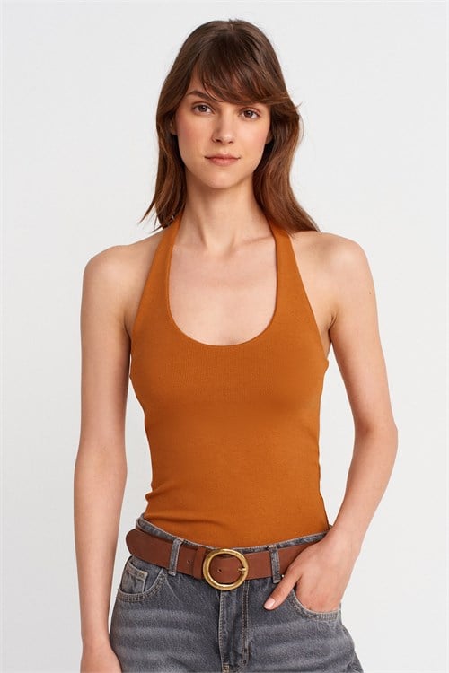 Wholesale Womens Burnt Orange Cotton Halter Top