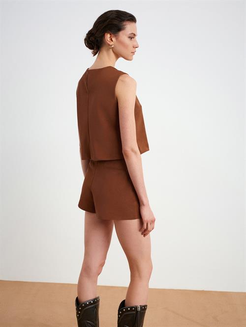 Wholesale Womens Camel Asymmetrical Skorts