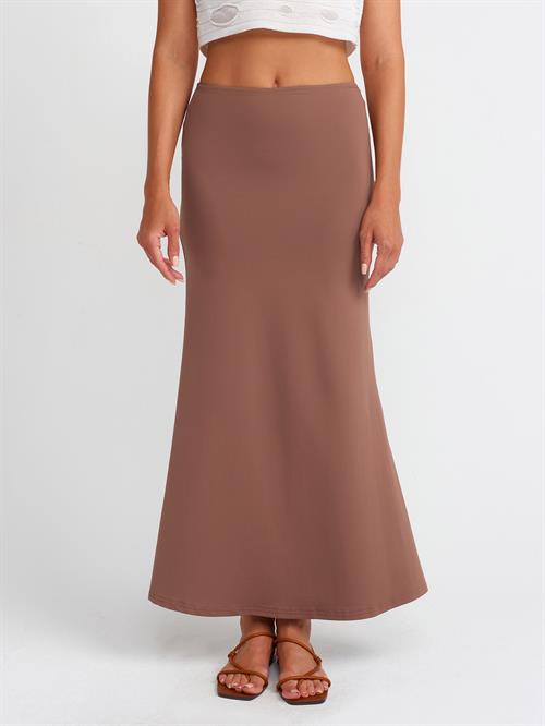 Wholesale Womens Coffee Brown High Waist Long Skirt