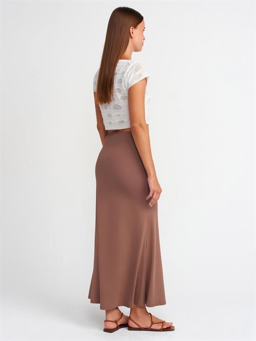 Wholesale Womens Coffee Brown High Waist Long Skirt