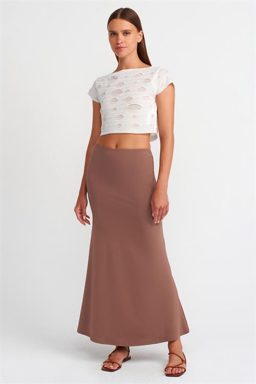 Wholesale Womens Coffee Brown High Waist Long Skirt