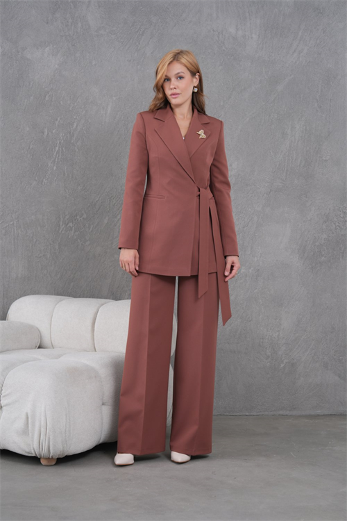 Wholesale Womens Coffee Brown Plus Size Two-Piece Suit 