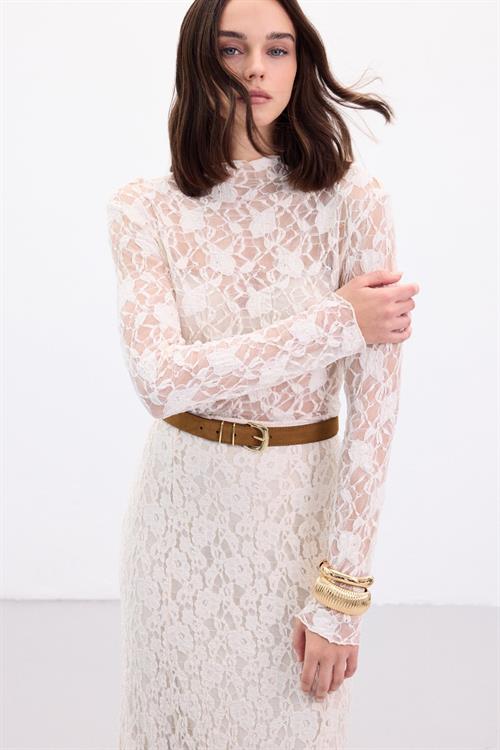 Wholesale Womens Cream Lace Long-Sleeve Blouse