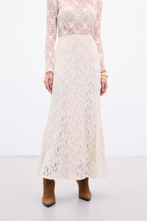 Wholesale Womens Cream Lace Maxi Skirt