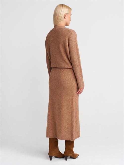 Wholesale Womens Dark Beige Elastic Waist Knit Skirt