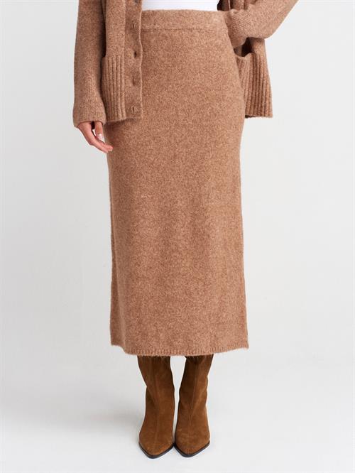 Wholesale Womens Dark Beige Elastic Waist Knit Skirt