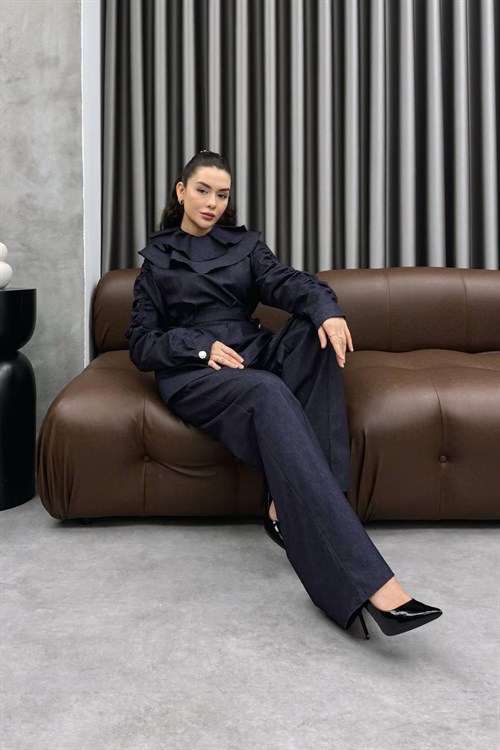 Wholesale Womens Dark Blue Denim Two-Piece Hijab Set