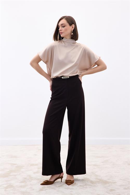 Wholesale Womens Dark Brown Crepe Trousers