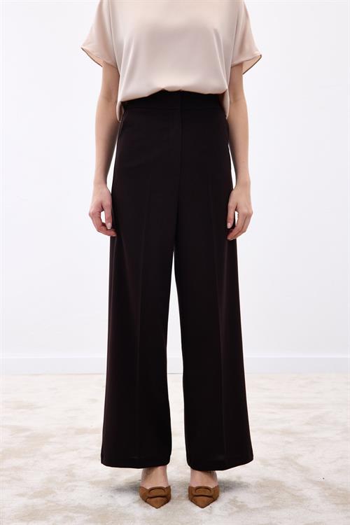 Wholesale Womens Dark Brown Crepe Trousers