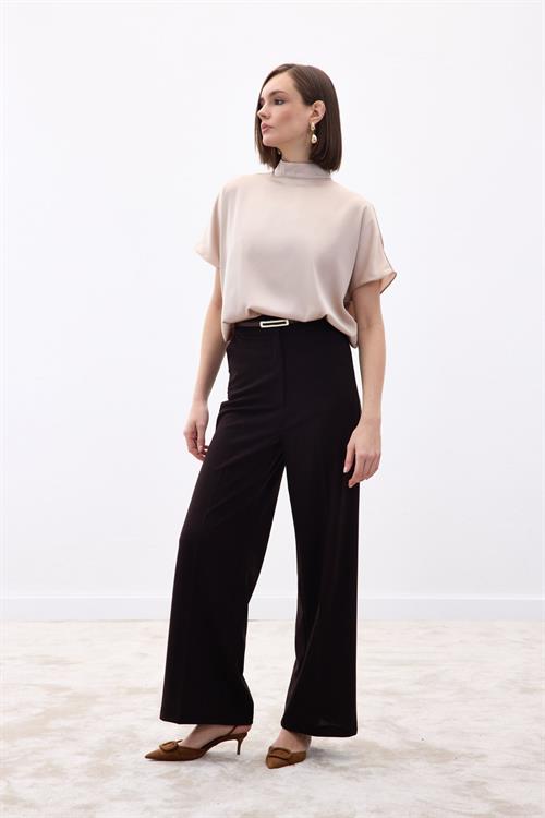 Wholesale Womens Dark Brown Crepe Trousers