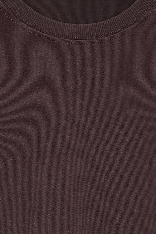 Wholesale Womens Dark Brown Crew-Neck Basic T-Shirt