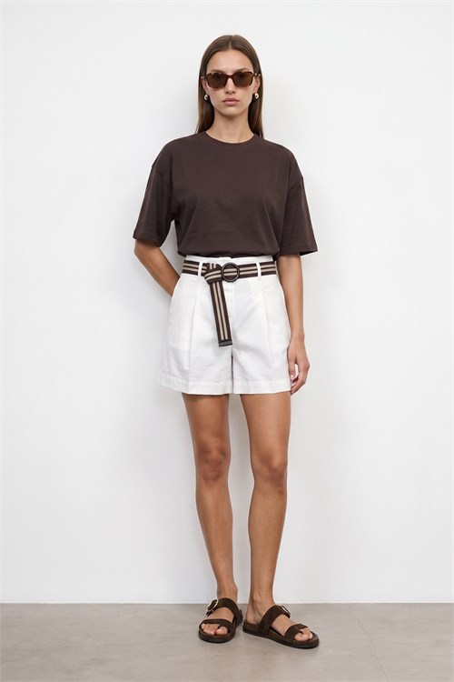 Wholesale Womens Dark Brown Crew-Neck Basic T-Shirt