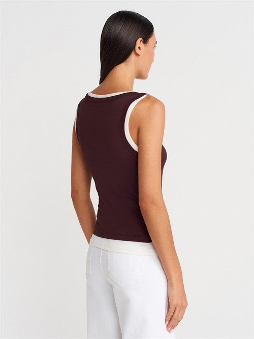 Wholesale Womens Dark Brown Double Layer Cotton Top