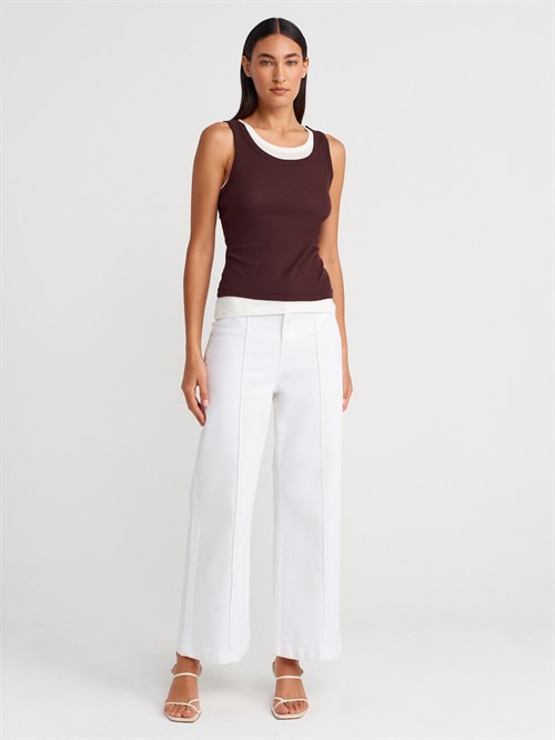 Wholesale Womens Dark Brown Double Layer Cotton Top