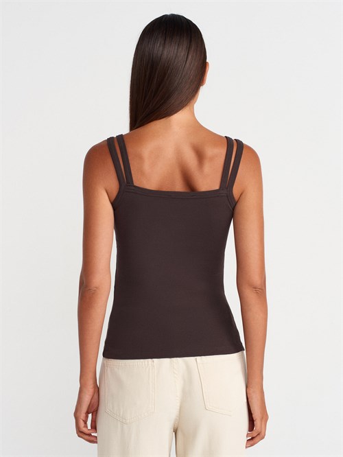 Wholesale Womens Dark Brown Double Straps Tank Top