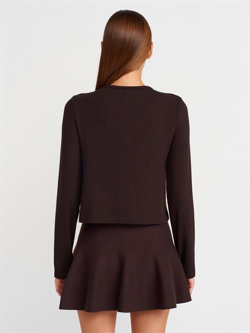 Wholesale Womens Dark Brown Elastic Waist Flounce Knit Skirt