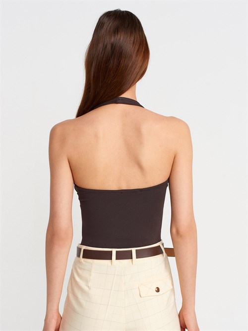 Wholesale Womens Dark Brown Halter Neck Top