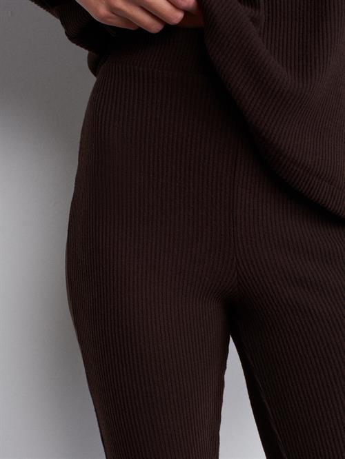 Wholesale Womens Dark Brown High Waist Knitted Trousers