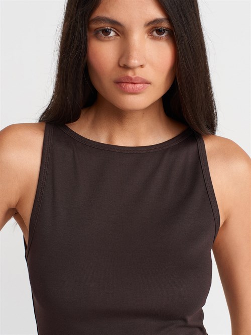 Wholesale Womens Dark Brown Modal Cotton Sleeveless Top