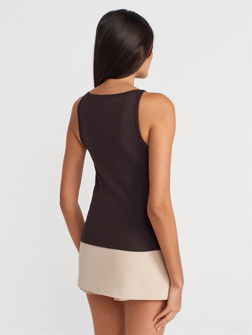Wholesale Womens Dark Brown Modal Cotton Sleeveless Top
