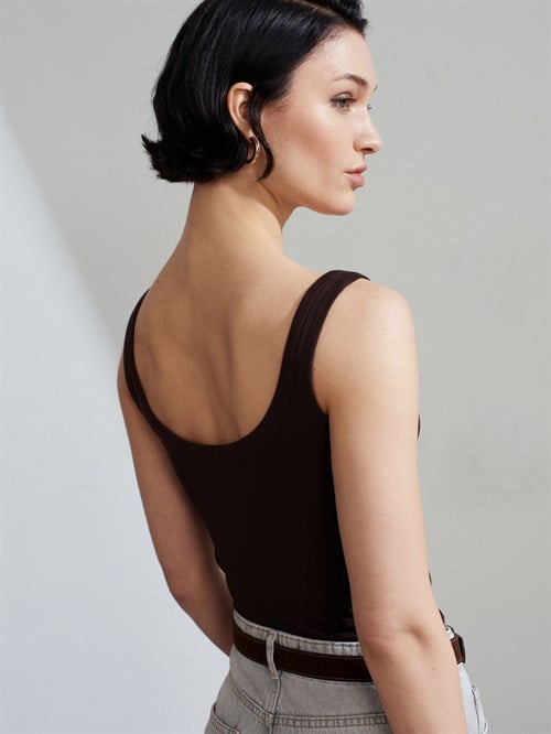 Wholesale Womens Dark Brown Modal Cotton Tank Top