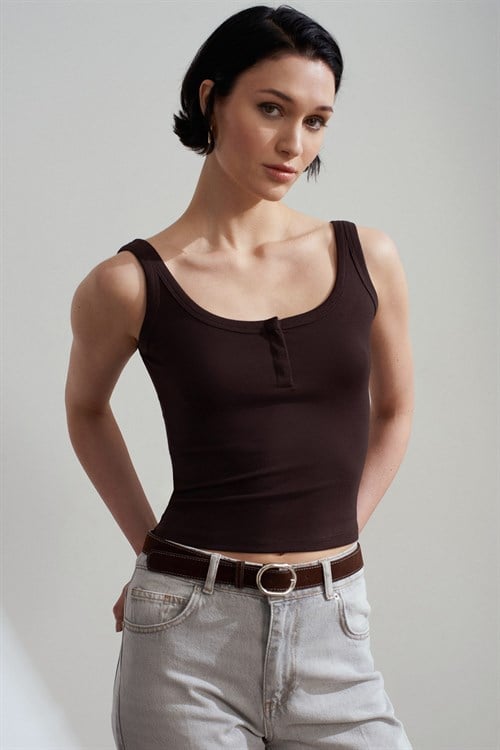 Wholesale Womens Dark Brown Modal Cotton Tank Top