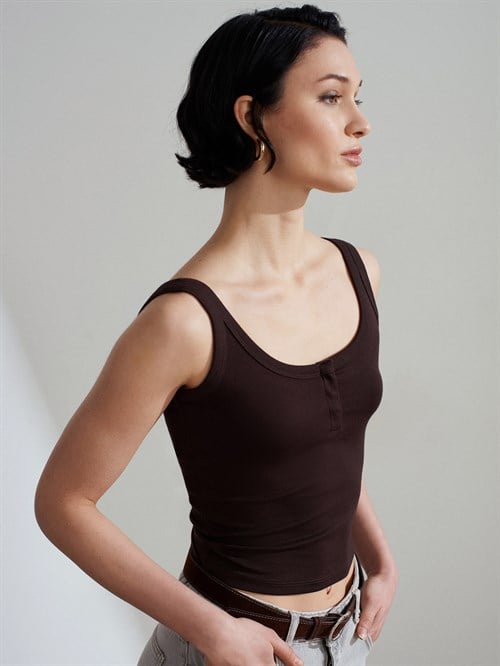 Wholesale Womens Dark Brown Modal Cotton Tank Top