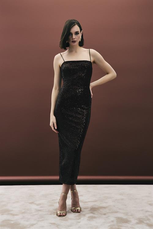 Wholesale Womens Dark Brown Sequined Strappy Party Dress