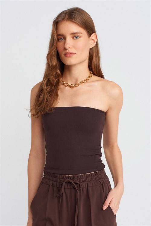 Wholesale Womens Dark Brown Strapless Top