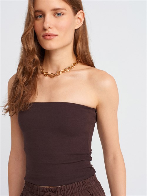 Wholesale Womens Dark Brown Strapless Top