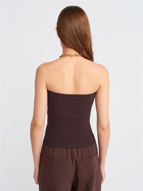 Wholesale Womens Dark Brown Strapless Top