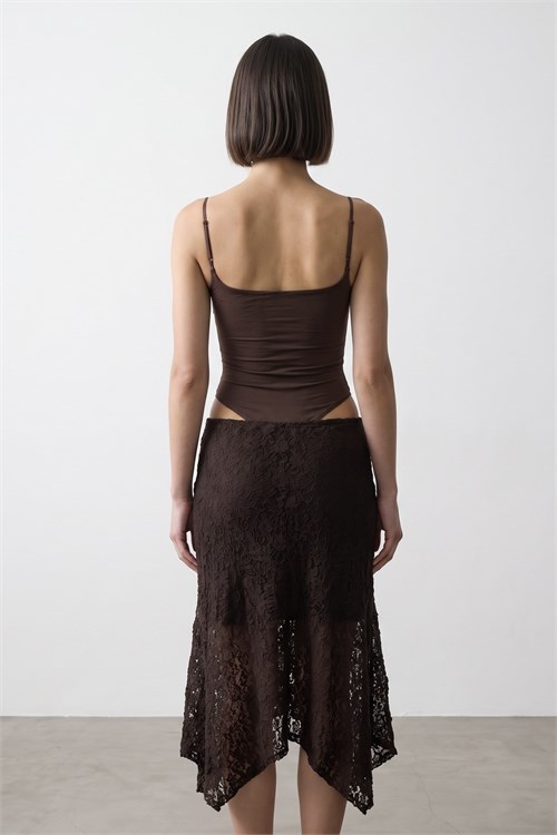 Wholesale Womens Dark Brown Strappy Bodysuit
