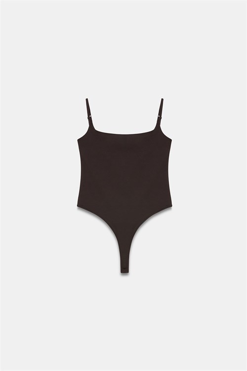 Wholesale Womens Dark Brown Strappy Bodysuit