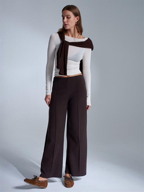 Wholesale Womens Dark Brown Wide Leg Trousers