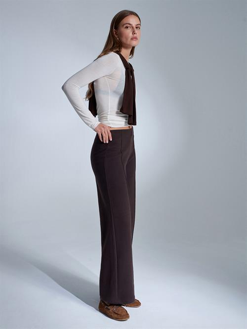 Wholesale Womens Dark Brown Wide Leg Trousers