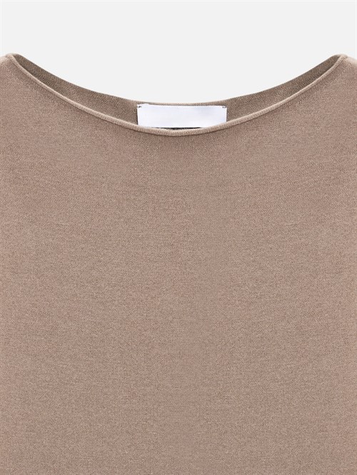 Wholesale Womens Dark Mink Cashmere Lightweight Knit Boat-Neck Sweater