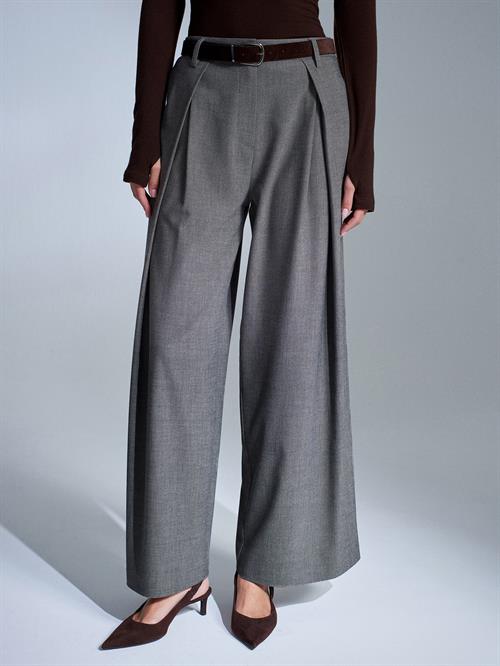 Wholesale Womens Dark Mink Wide-Leg Trousers with Darts