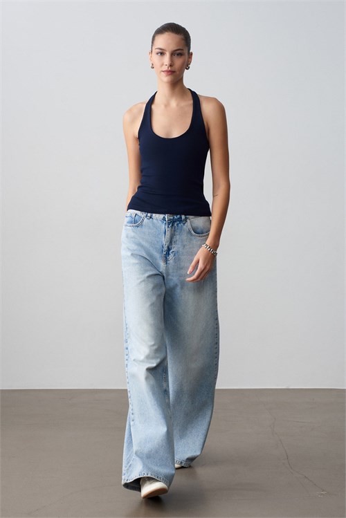 Wholesale Womens Dark Navy Cotton Halter Top