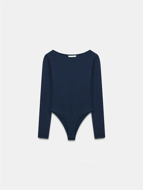 Wholesale Womens Dark Navy Scoop-Neck Bodysuit